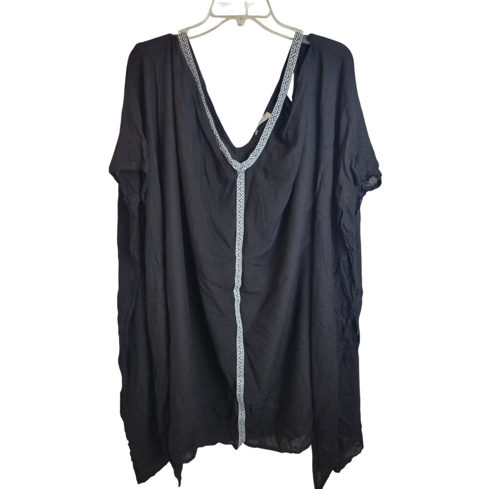 Quagga Black V-Neck Cold Shoulder Semi Sheer Beach‎ Cover Up Women's OS